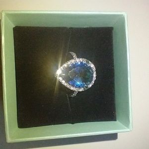 925 Sterling Silver Diamond&simulated mystic topaz